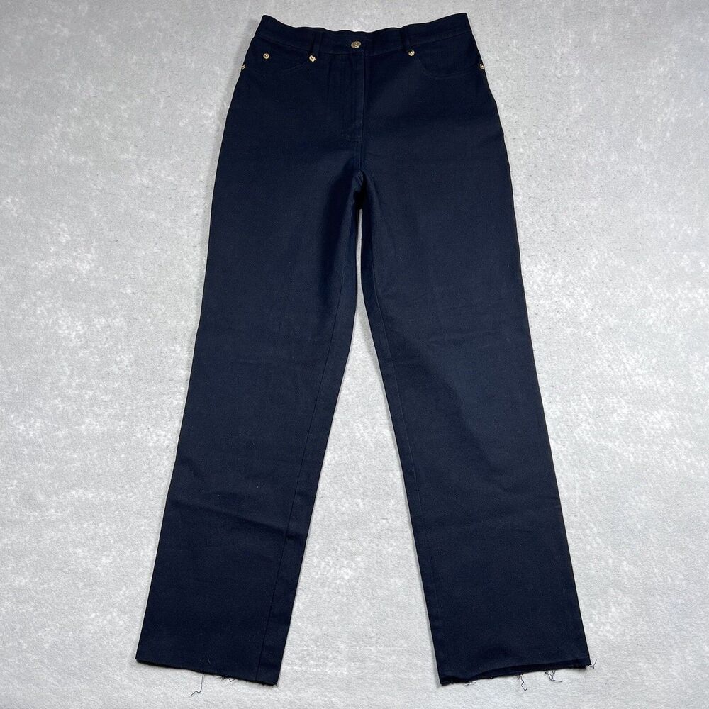 St. John Sport by Marie Gray Pants Womens 6 Black High Rise Straight Leg Raw Hem